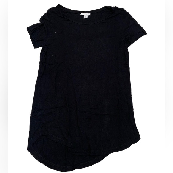 💜 AMISU Black Asymmetrical Hem T-Shirt Top Size XS - Picture 1 of 5